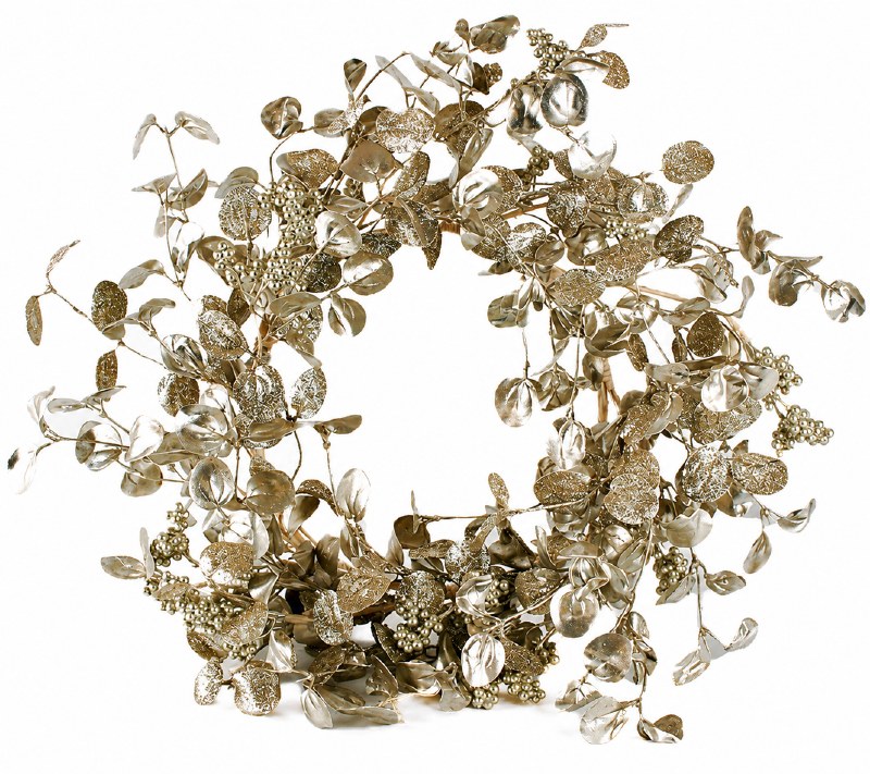 Glitter Christmas Door Wreath Champagne 24"