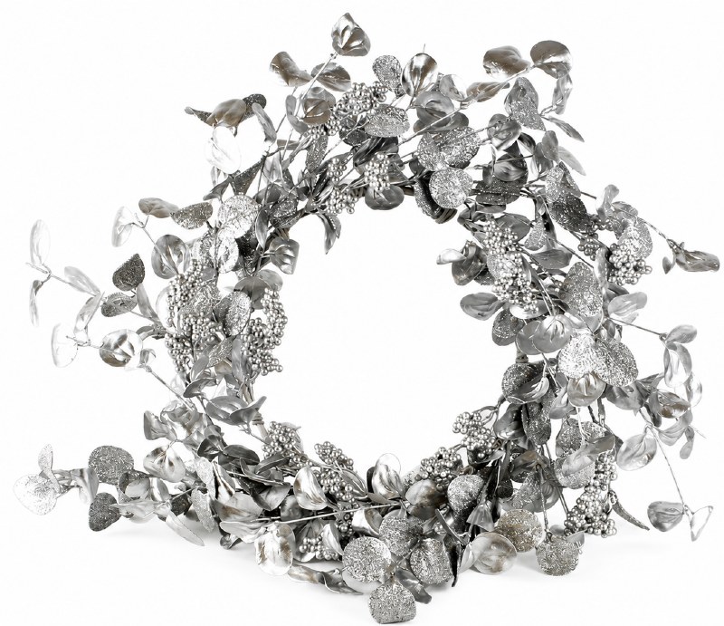 Glitter Christmas Wreath Silver 24"