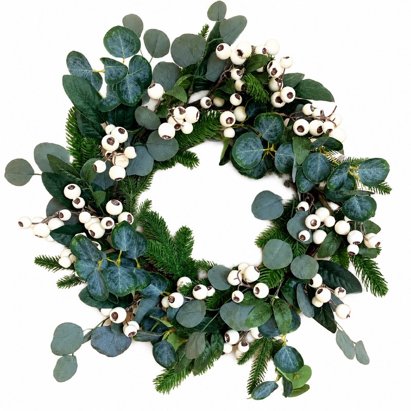 Large Eucalyptus & Berry Christmas Door Wreath 24"