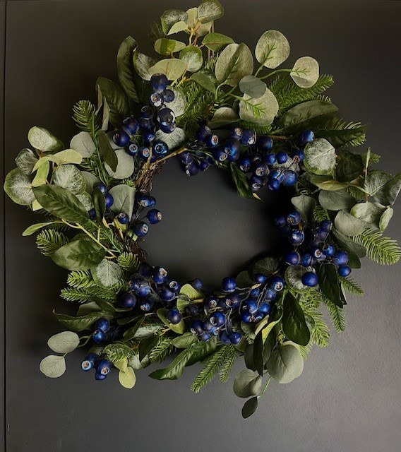Picture of Faux Christmas Eucalyptus & Blueberry Door Wreath