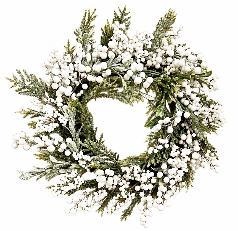 Artificial White Berry Christmas Door Wreath 24" Approx