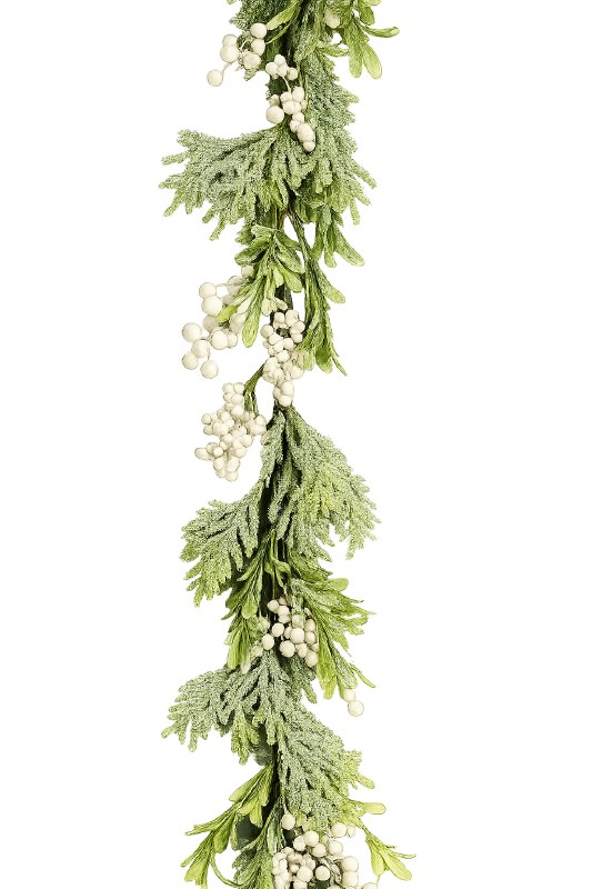White Berry Frosted Garland 5ft