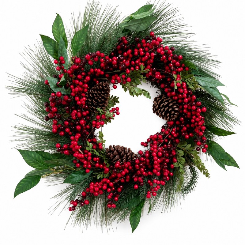 Artificial Red Berry & Pine Chritmas Door Wreath 28" Approx