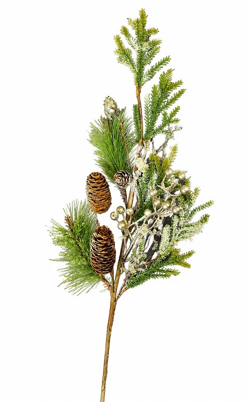 White Berry Spruce Christmas Stem 28"