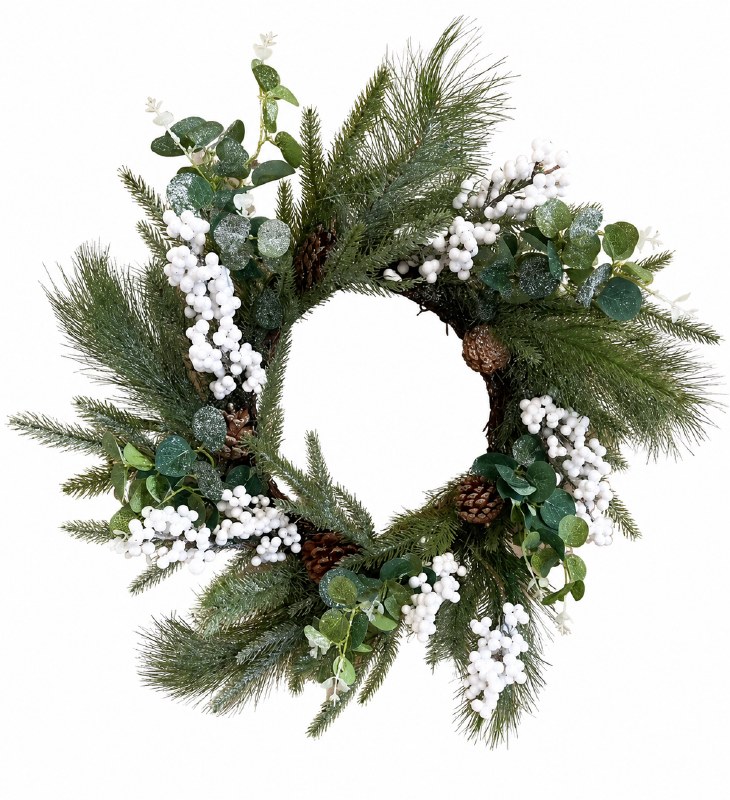 Faux Berry Christmas Wreath White 20"