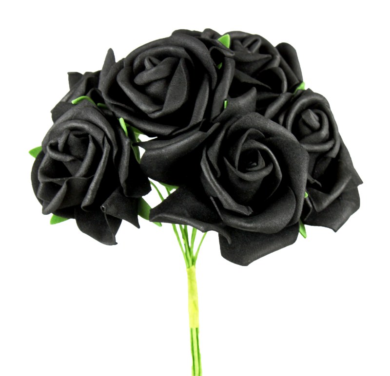 Picture of Foam Rose Bunch 6cm x 6 Stems Black