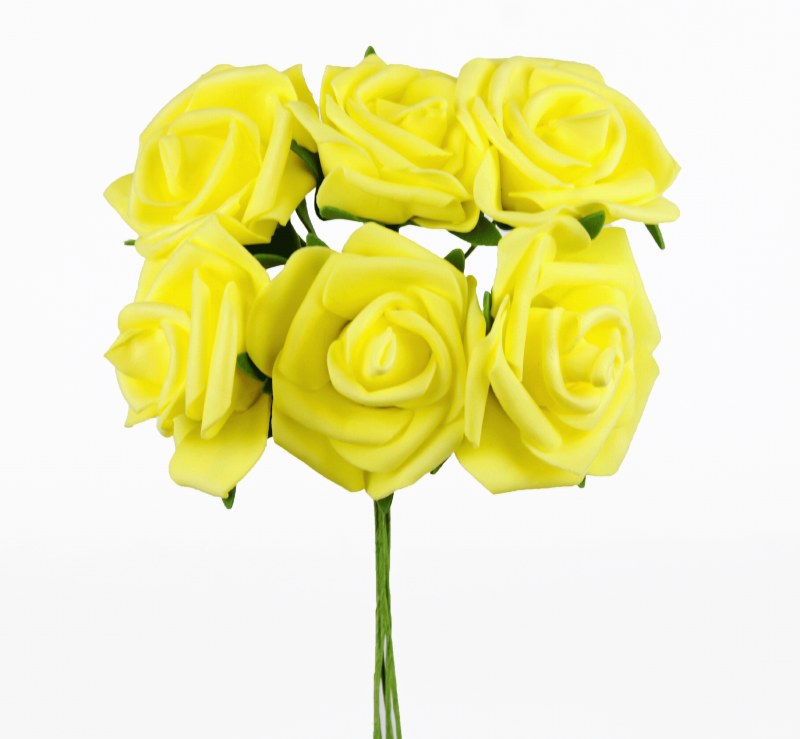 Foam Rose Bunch 6cm x 6 Stems Yellow