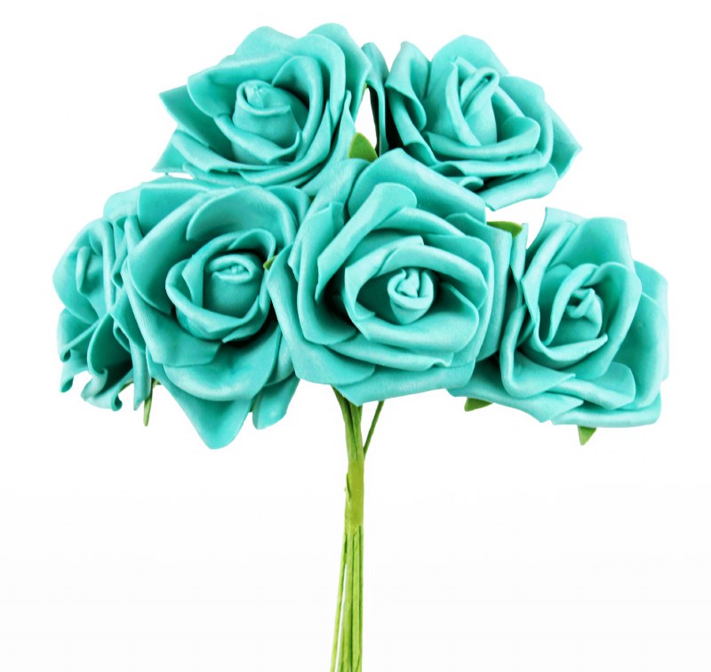 Foam Rose Bunch 6cm x 6 Stems Teal