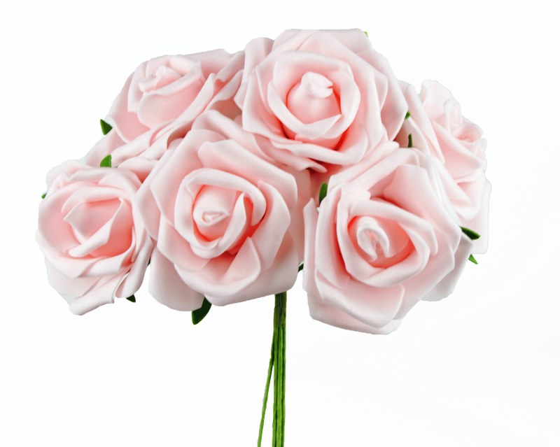 Foam Rose Bunch 6cm x 6 Pale Pink
