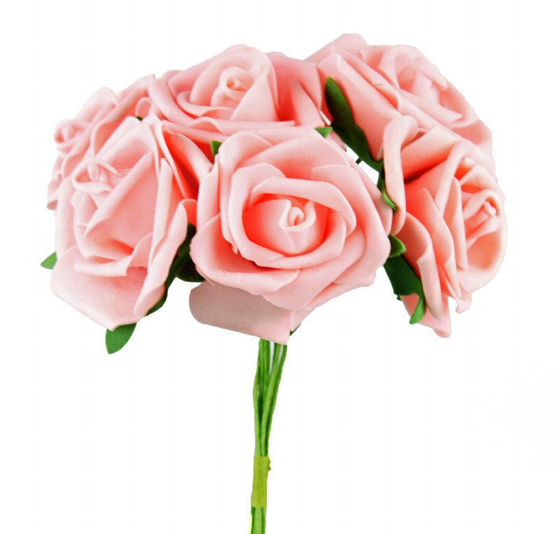 Picture of Foam Rose Bunch 6cm x 6 Stems Peach