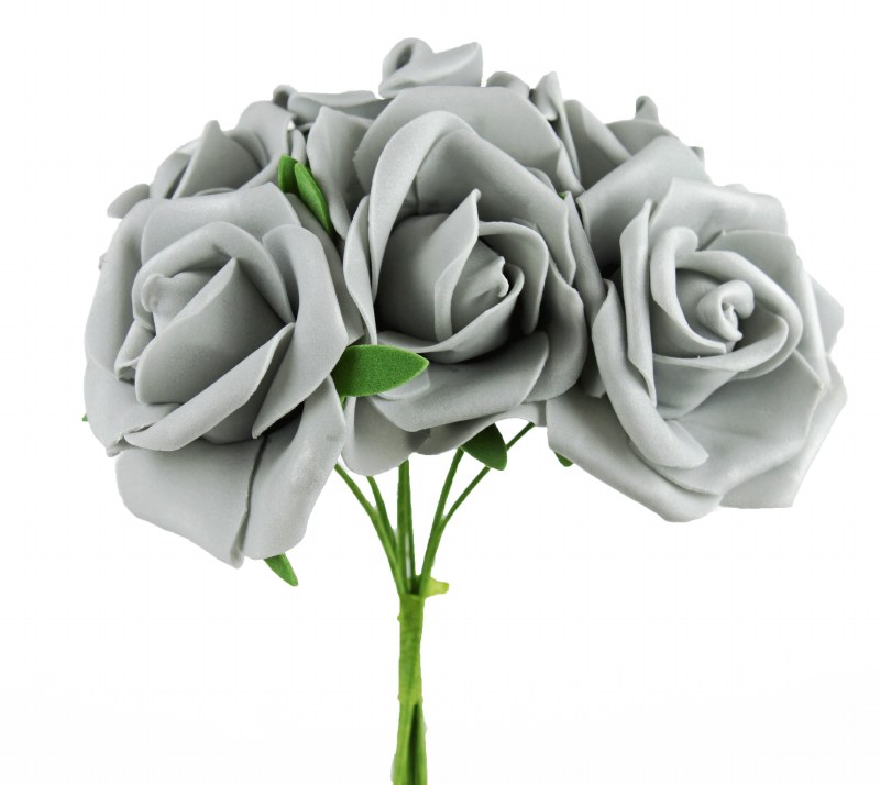 Picture of Foam Rose Bunch 6cm x 6 Stems Grey