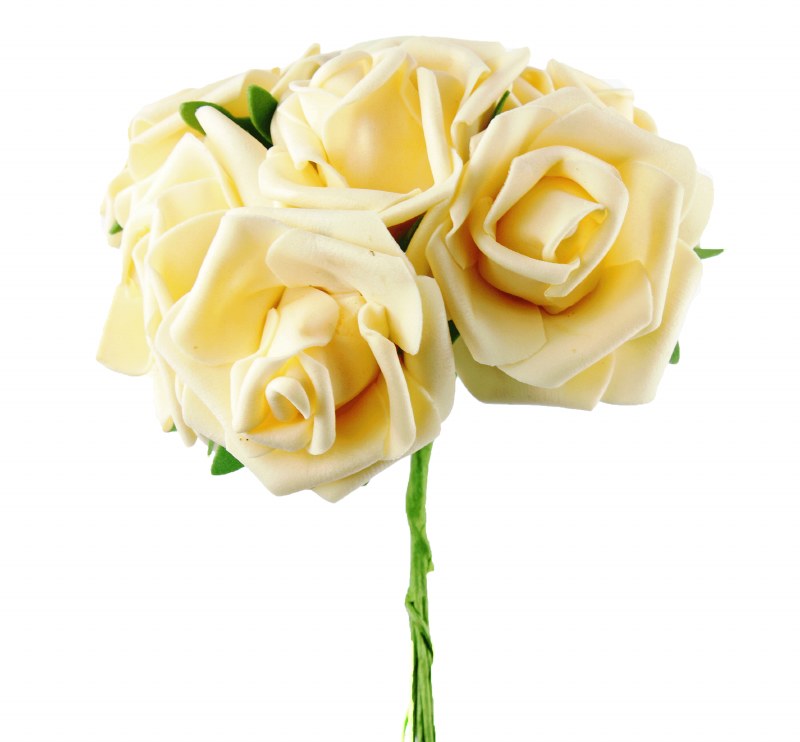 Foam Rose Bunch 6cm x 6 Stems lemon
