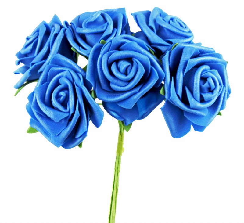 Picture of Foam Rose Bunch 6cm x 6 Stems Royal Blue