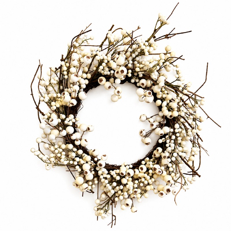 Christmas Wreath White Berry 22"