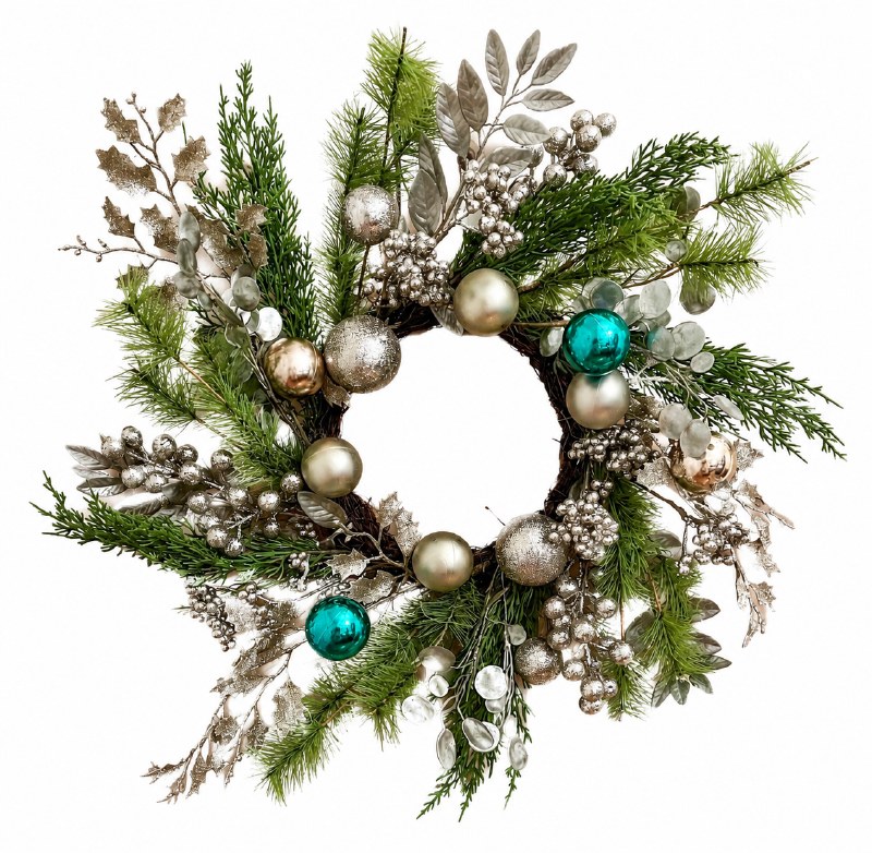 Christmas Wreath 22" Blue/ Champagne