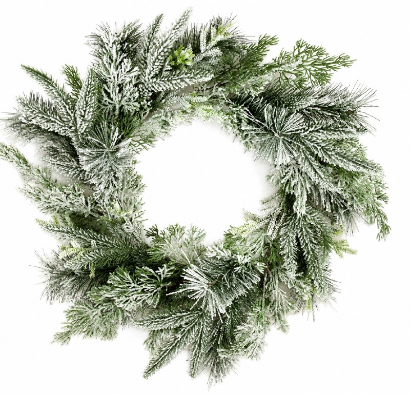 Snowy Pine Wreath 20"