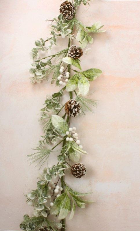 Picture of Faux Christmas Garland Eucalyptus Glitter Pine 5ft