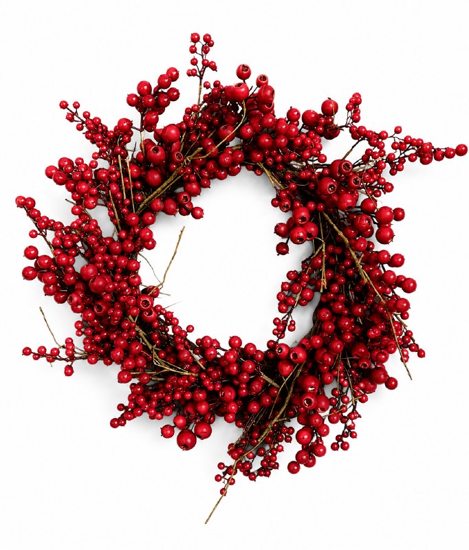 Faux Red Berry door wreath 22"