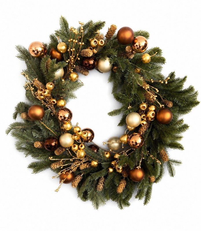 Faux Spruce Door Wreath Copper 24"