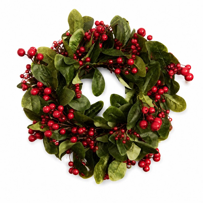 Red Berry Faux Door Wreath 24"