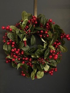Picture of Red Berry Faux Door Wreath 24"