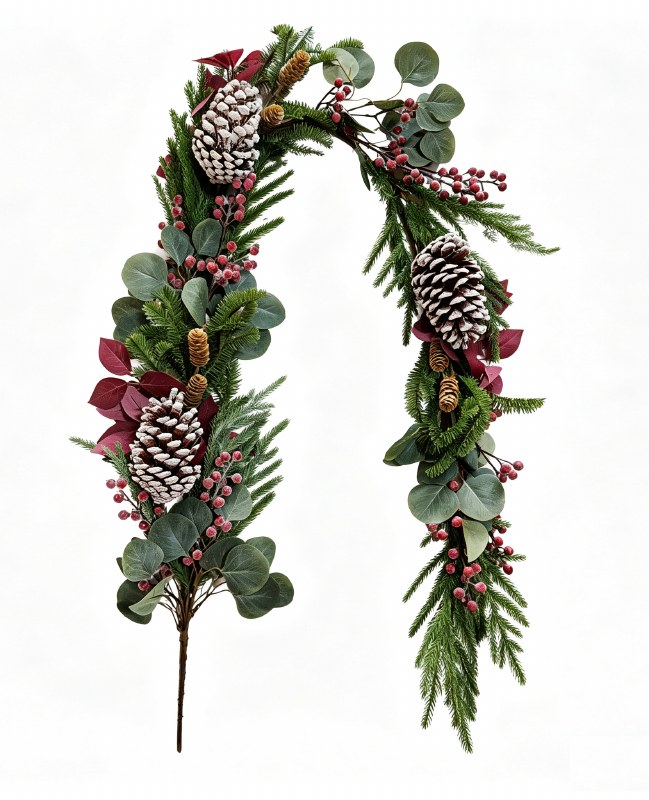 Christmas Burgundy Pine Garland 5ft