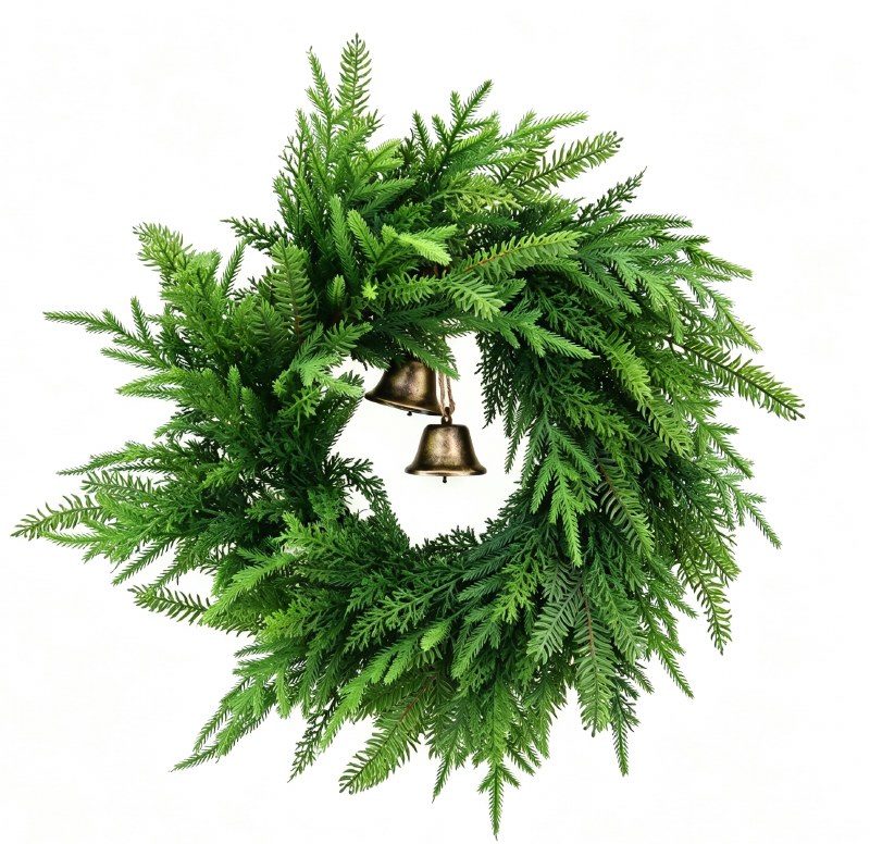Christmas Nordic Pine Bell door wreath 24"
