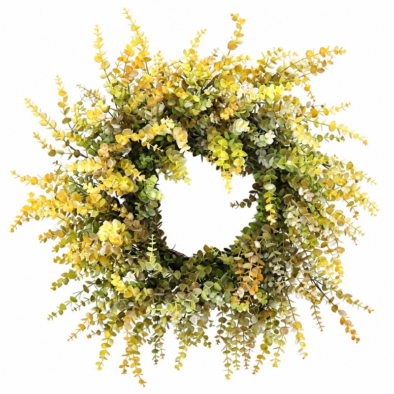 faux Door Wreath Rustic Eucalyptus 26"