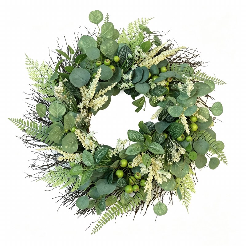 Faux Eucalyptus/ Berry Wreath 24"