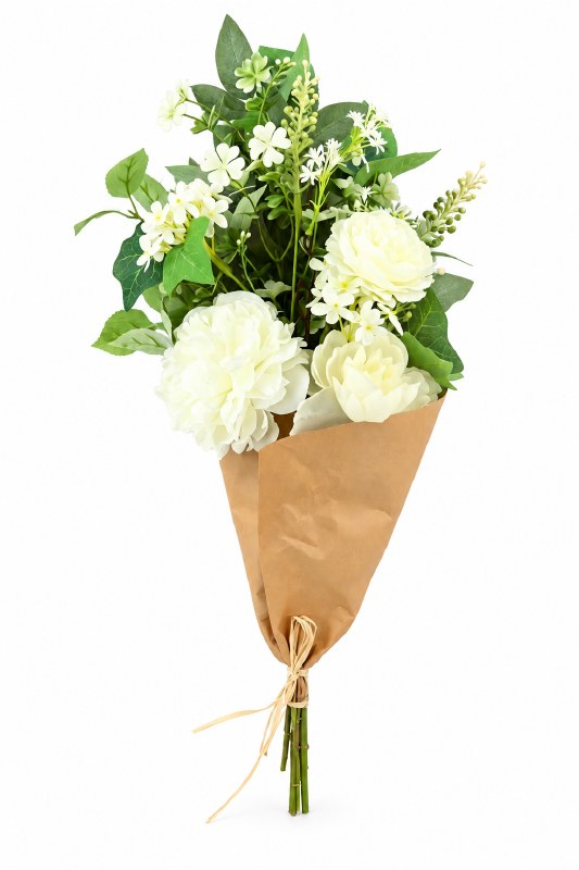 Faux Artificial Mixed Bunch Ivory 24"
