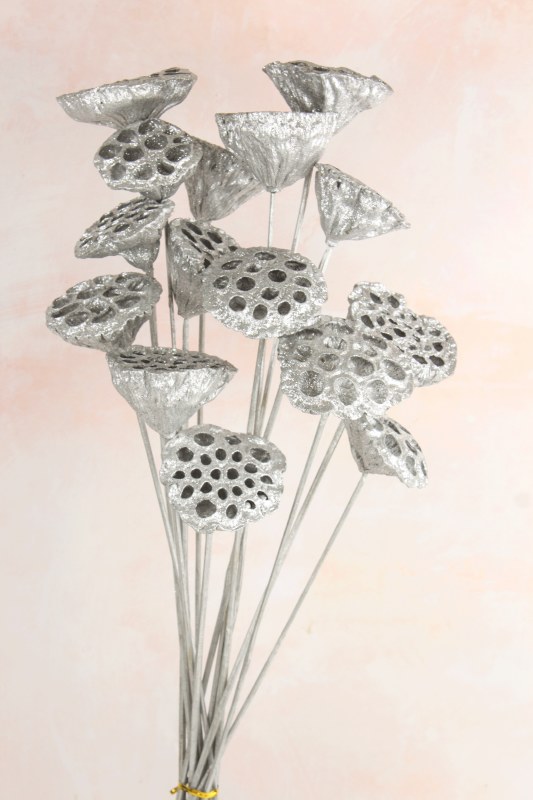 Picture of Lotus Stems Silver Glitter x 15