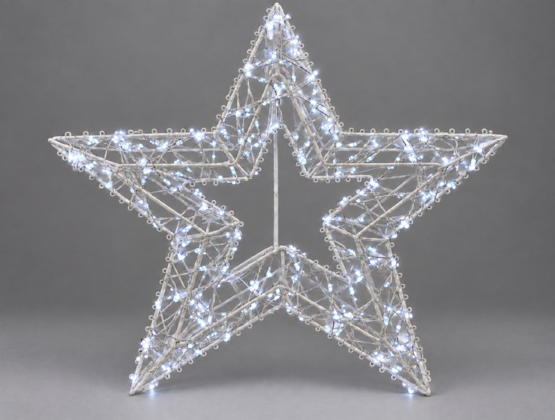 White Metal Led Light up Star 45cm