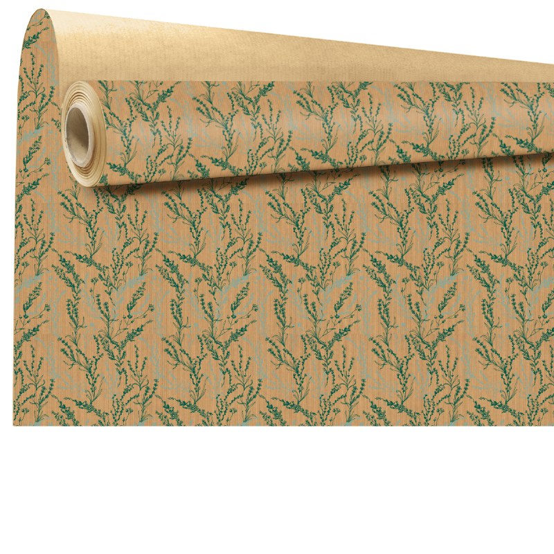 Kraft Paper Green Leaves 79cm x 40m