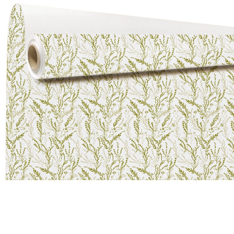 Kraft Paper Olive Leaves/ White 79cm x 40m