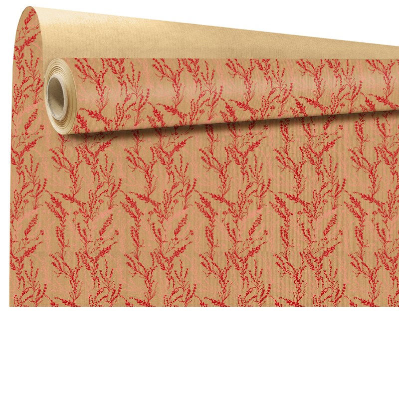Kraft Paper Red Leaves 79cm x 40m