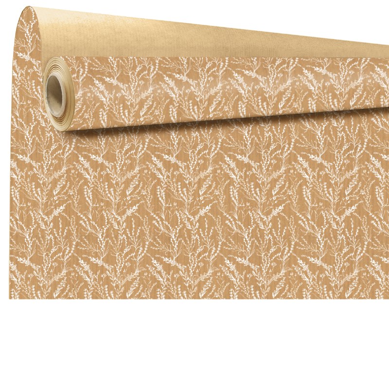 Kraft paper White Leaves 79cm x 40m