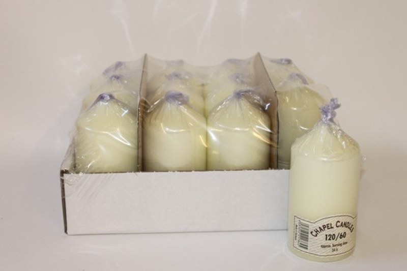 12 Ivory church candles, 120mm/60mm