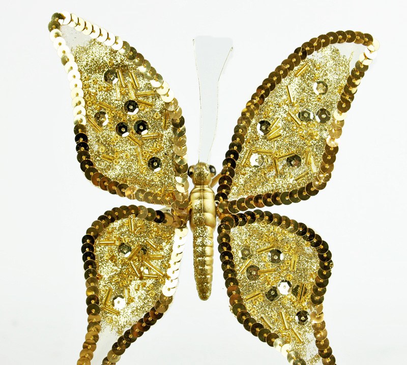 Picture of Gold glitter butterfly with clip, 19cm