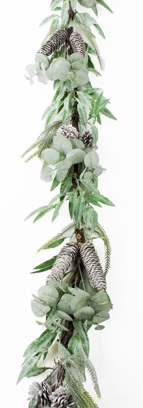 Christmas Garland Frosted Pine & Eucalyptus 6FT