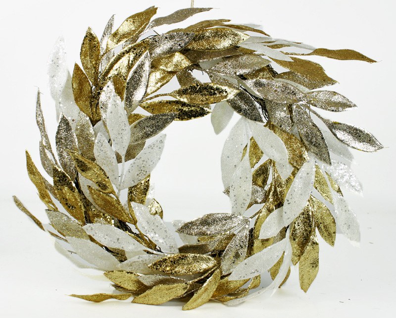 Christmas Wreath Glitter Leaves 20"