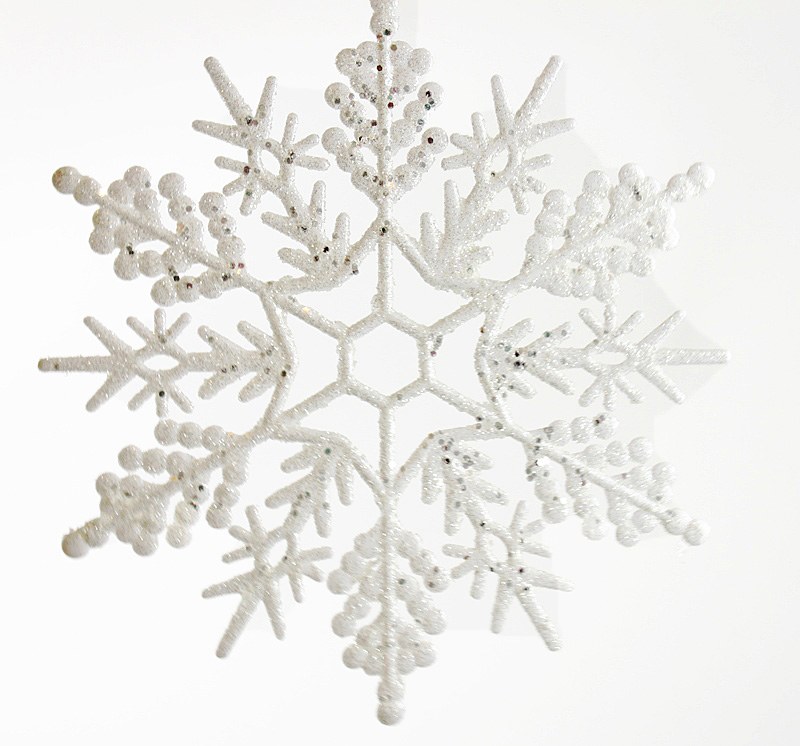 Christmas Snowflake Bauble White Glitter 12"