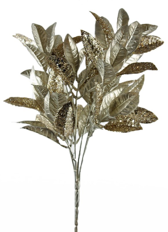 Christmas Artificial Glitter Leaves 14.5"