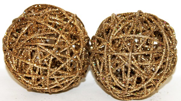 Gold glitter Christmas wicker spheres 5"