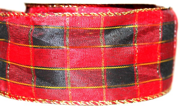 Picture of Christmas wired edge tartan ribbon 5cm x 10yards