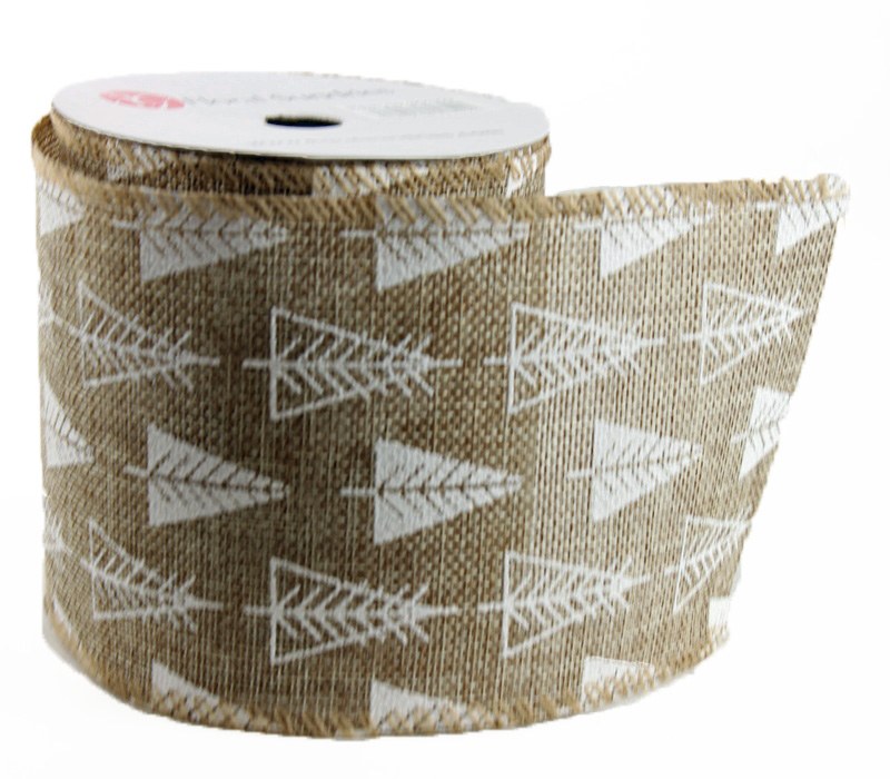 Christmas Ribbon Wired Edge 4" x 10 Yards Natural