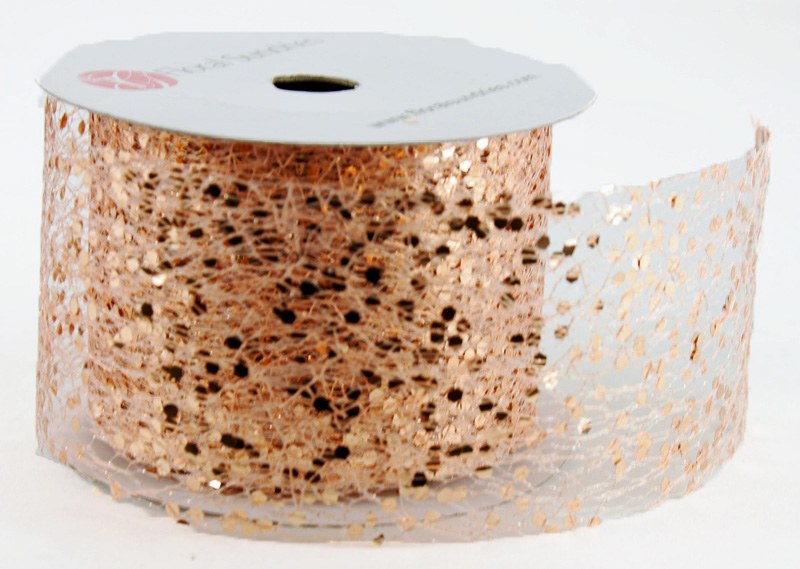 Rose Gold Sequin Ribbon 2.5" x 10 Yards