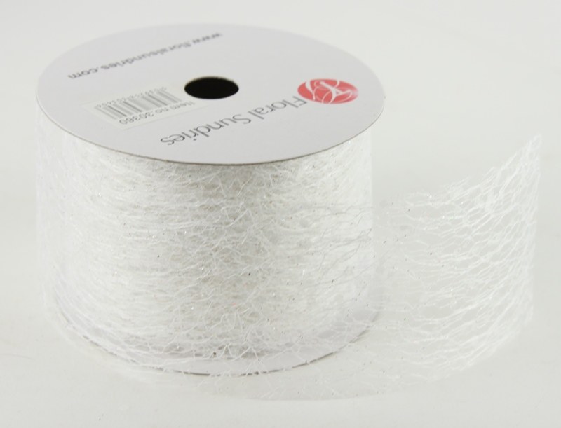 White Glitter Mesh Ribbon 2.5" x 10 Yards