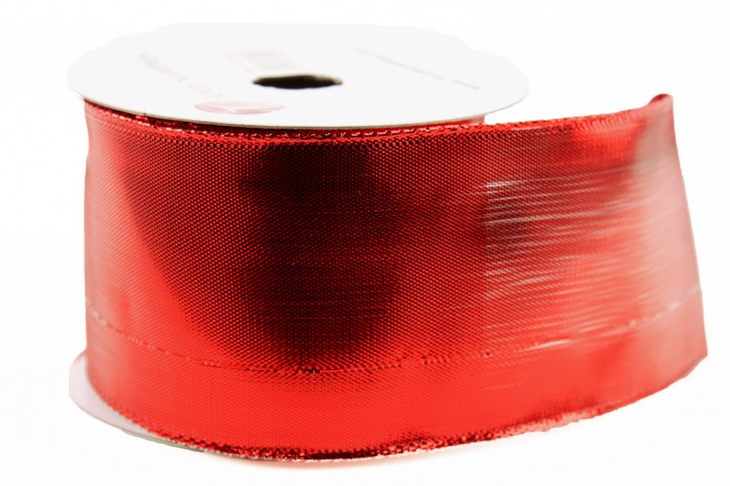 Metallic Wired Edge Ribbon Shiney Red 2.5" x 10Yards