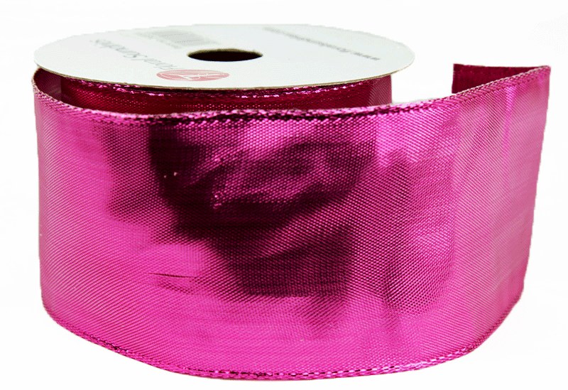 Metallic Wired Edge Ribbon Pink 2.5" x 10Yards