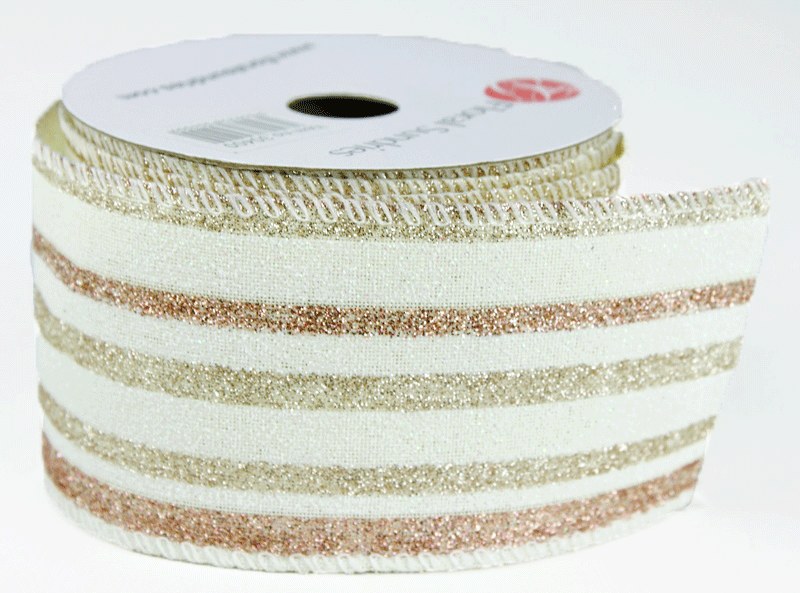Picture of Wired Edge Ribbon 2.5" x 10Yards Glitter Stripe